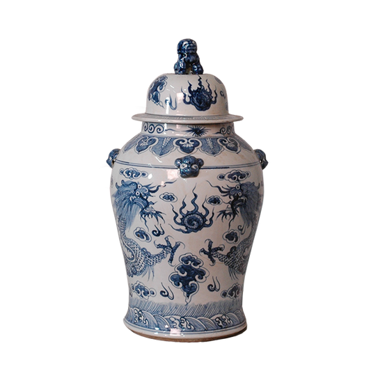 Vases with Blue Dragon Decal