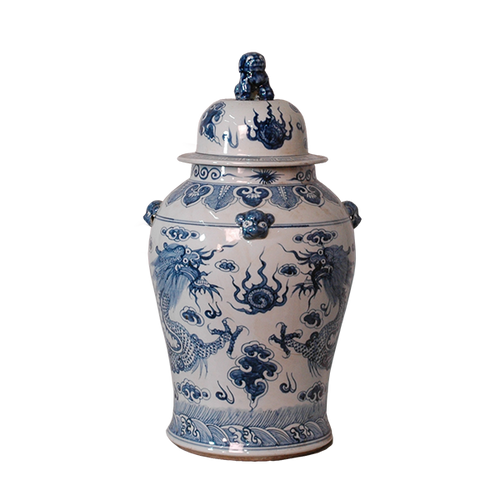 Vases with Blue Dragon Decal