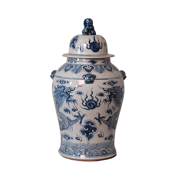 Vases with Blue Dragon Decal