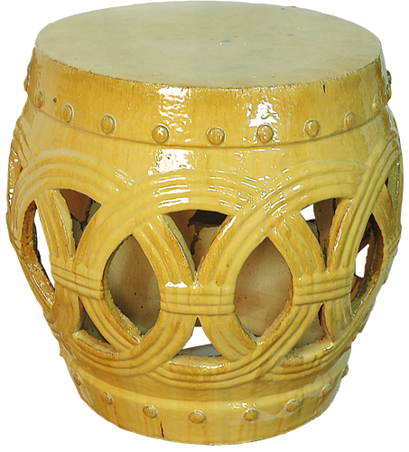 Yellow Carved Out Drum Stool