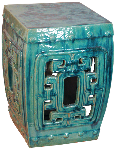 Rectangular Carved Out Design Drum Stool