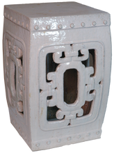 Load image into Gallery viewer, Rectangular Carved Out Design Drum Stool