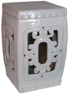 Rectangular Carved Out Design Drum Stool