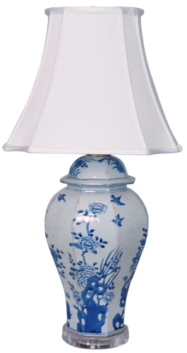 Blue & White Hexagonal General's Jar Lamp