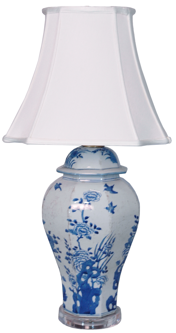 Blue & White Hexagonal General's Jar Lamp