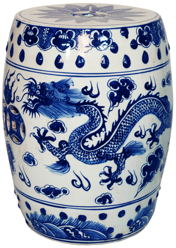 Blue & White Dragon Garden Stool