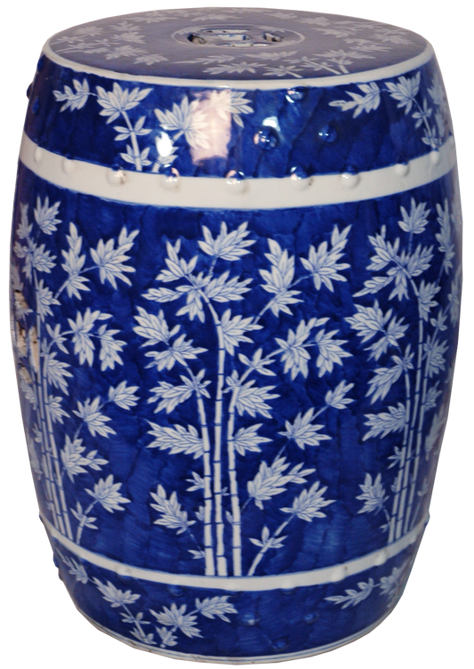 Blue & White Bamboo Tree Garden Stool