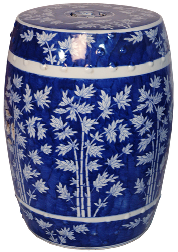 Blue & White Bamboo Tree Garden Stool