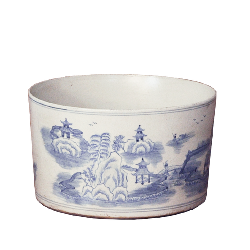 Blue on Cream Scenery Pen Brush Holder