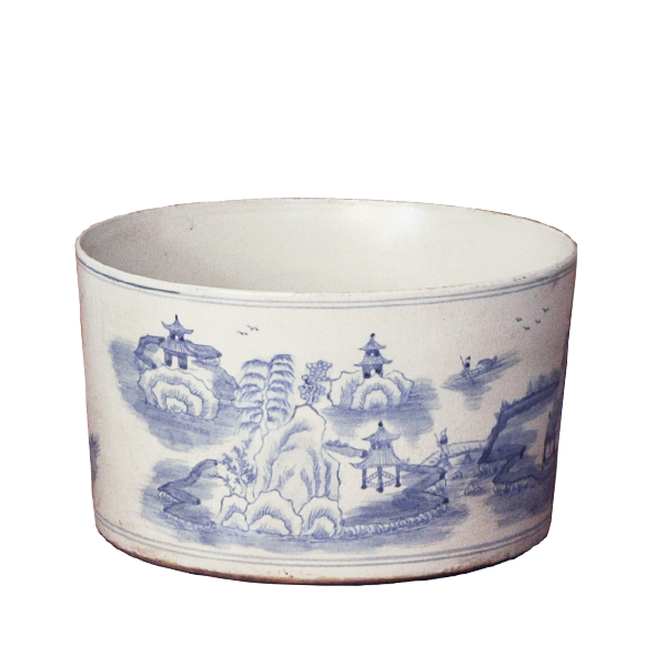 Blue on Cream Scenery Pen Brush Holder