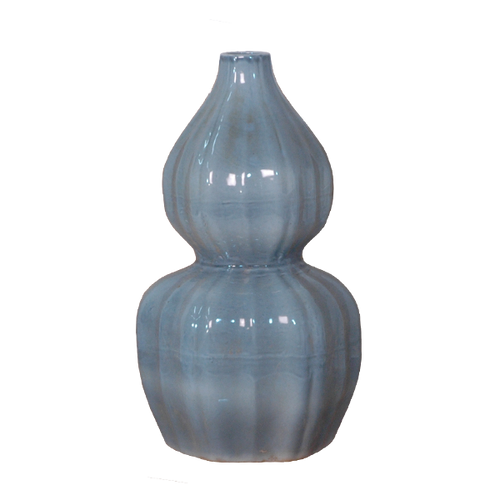 Blue-Gray Ribbed Double-Gourd Bottle