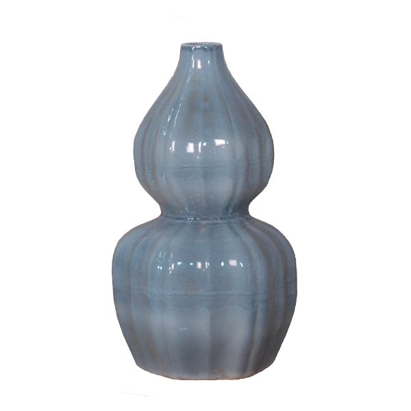 Blue-Gray Ribbed Double-Gourd Bottle
