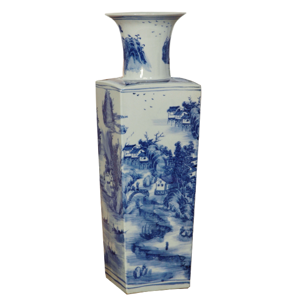 Blue and White Rectangular Vase