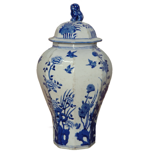 Birds and Flowers Hexagonal General's Jar