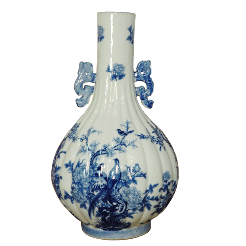 Blue and White Flume Double Ear Vase