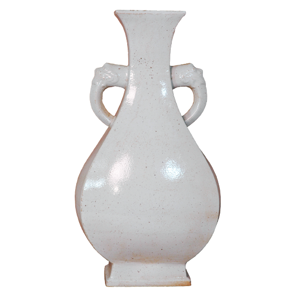 White Double Ear Flat Vase