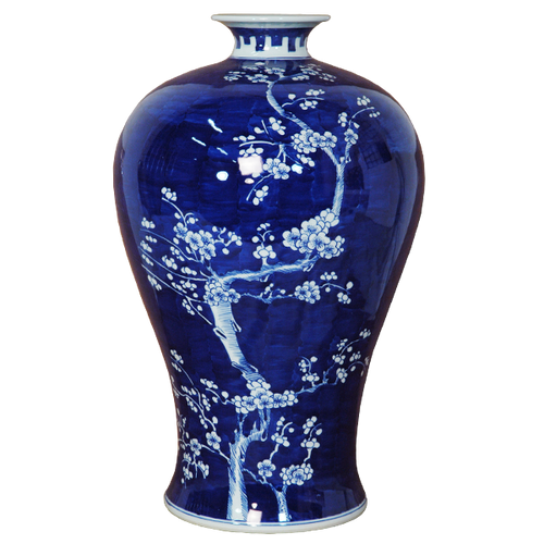 Short Neck Vase with White Floral Decal