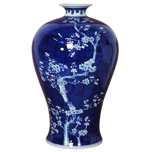 Short Neck Vase with White Floral Decal
