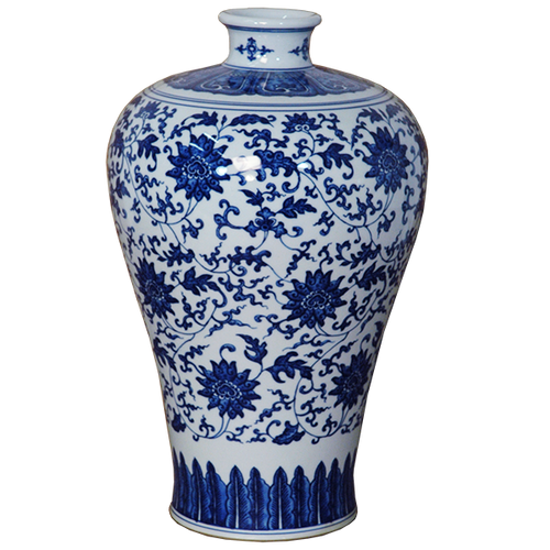 Blue and White Lotus Design Meiping Vase