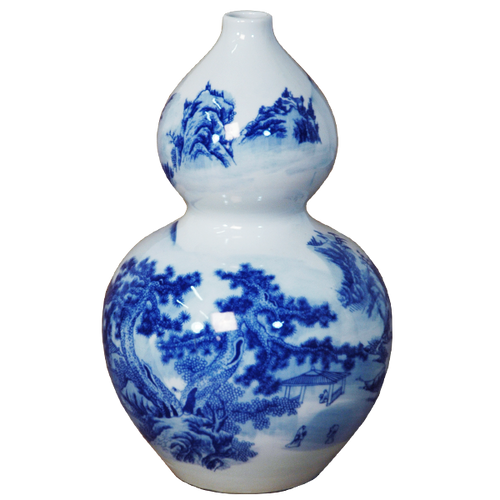 Blue and White Scenery Double Gourd Bottle