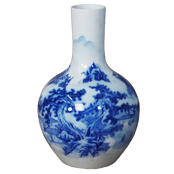 Blue and White Scenery Globe Vase