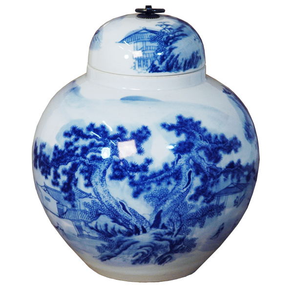 Blue and White Scenery Urn