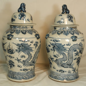 Vases with Blue Dragon Decal