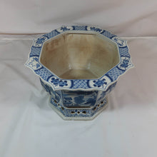 Load image into Gallery viewer, Octagonal Planter with Blue Scenery Decal