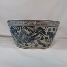 Load image into Gallery viewer, White Straight Wall Bowl with Blue Detailing