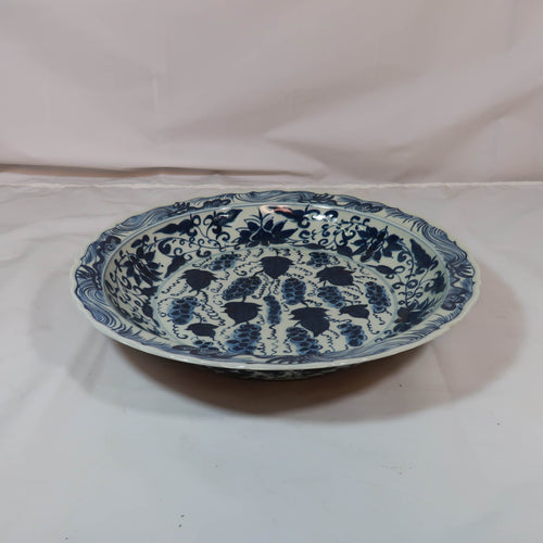 Porcelain Plate with Blue Grape Detailing