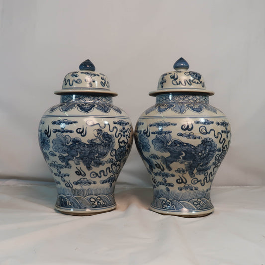 Vases with Blue Decal