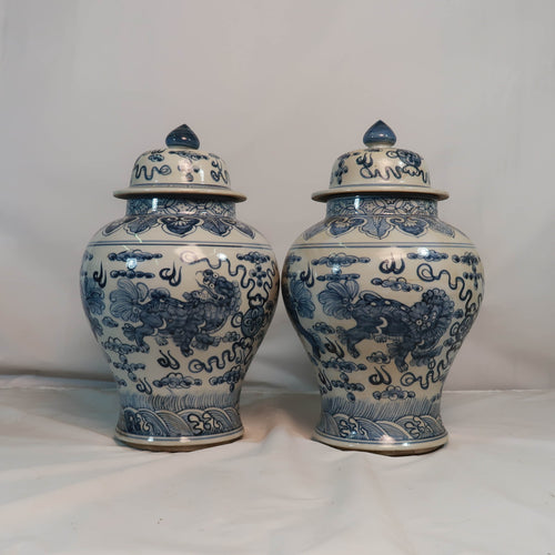 Vases with Blue Decal