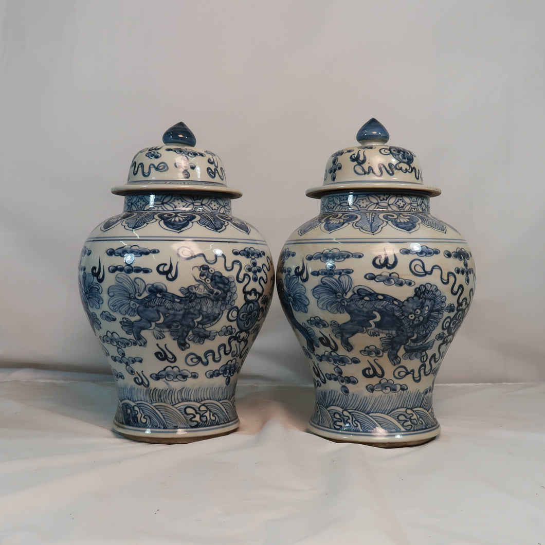Vases with Blue Decal