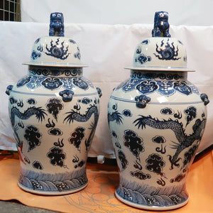 Vases with Blue Dragon Decal