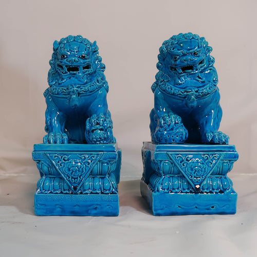 Blue Porcelain Lions