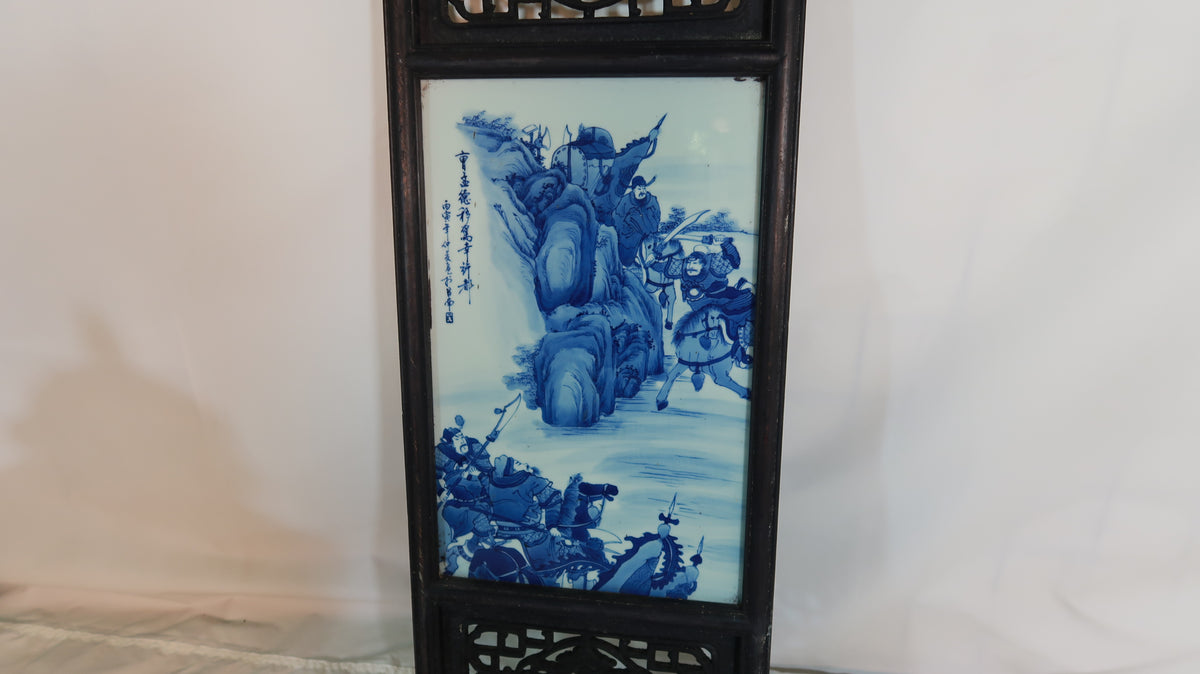Wall Panels with Blue and White Scenery Plaques