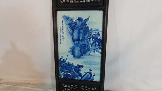 Wall Panels with Blue and White Scenery Plaques