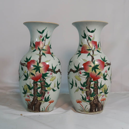 Peach Tree Hand Painted Famille Rose Vase