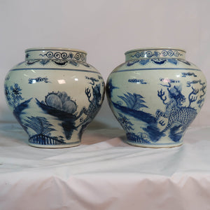 Blue and White Vase with Decal (3 Designs)