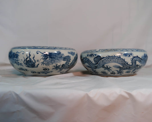 Blue and White Bowl with Dragon Decal
