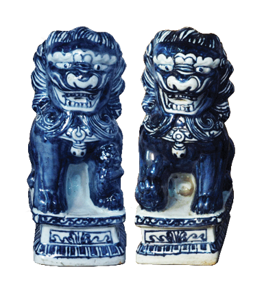 Dark Blue Foo Dog Statue